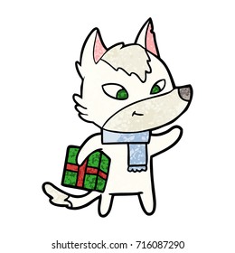 caricatura amistosa navidad lobo
