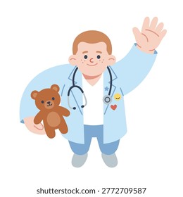 A friendly cartoon doctor