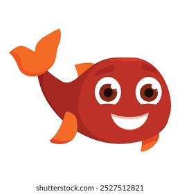 Friendly cartoon fish with big eyes and a big smile swimming cheerfully