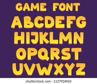 Friendly Cartoon Font With 3d Effect. Funny Yellow Letters Are Perfect For Games, Titles, Comics, Posters.