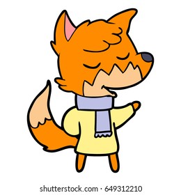 freundlicher Cartoon-Fuchs in Winterkleidung