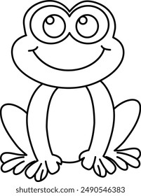 Friendly Cartoon Frog Outline for Coloring