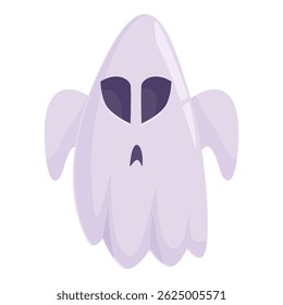 Friendly cartoon ghost with big eyes is floating in the air