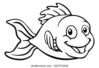 A friendly cartoon goldfish or gold fish character