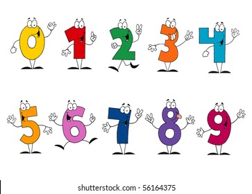 Friendly Cartoon Numbers Set