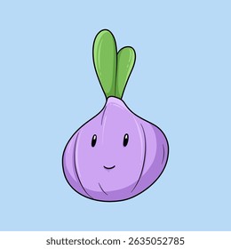 A friendly cartoon onion with a smiling face, ideal for food branding, children's content, or playful designs.