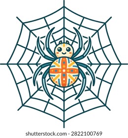 A friendly cartoon orb weaver spider vector.