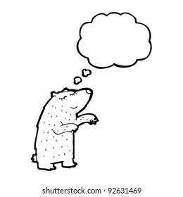 caricatura amistosa oso polar oso con burbuja de pensamiento