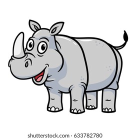 Desenho animado Rhinoceros Smiling Vetor Illustration