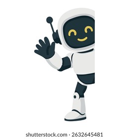 Friendly Cartoon Robot Waving Hello 