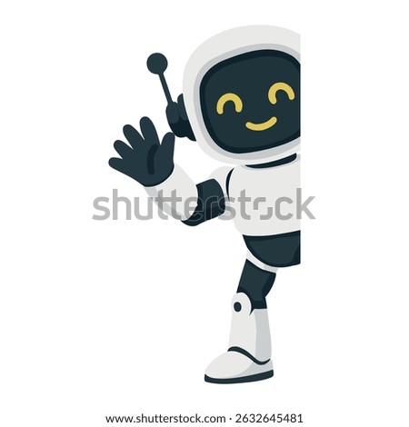 Friendly Cartoon Robot Waving Hello 