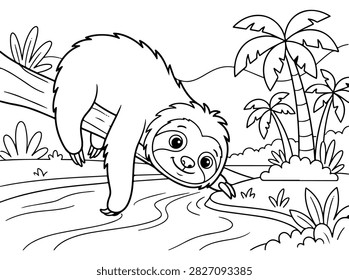 A friendly cartoon sloth