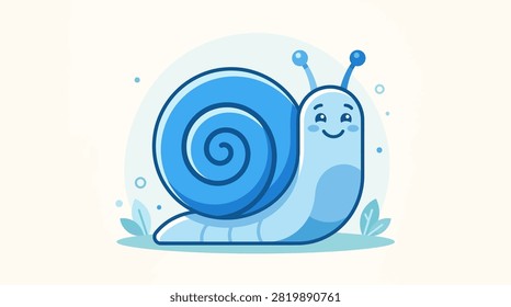Friendly cartoon snail with a spiral shell and spots.