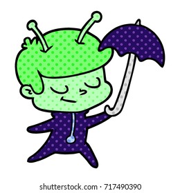 friendly cartoon spaceman dancing