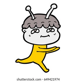 friendly cartoon spaceman running