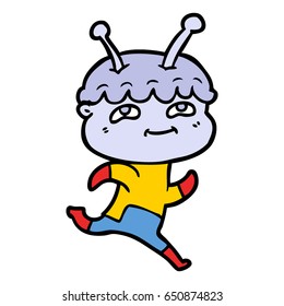 friendly cartoon spaceman running