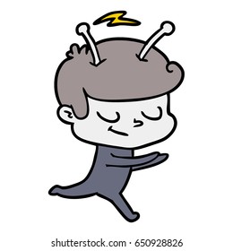 friendly cartoon spaceman running