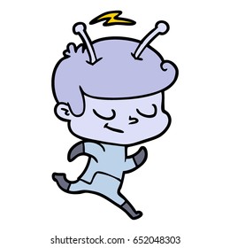 friendly cartoon spaceman running