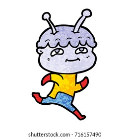 friendly cartoon spaceman running