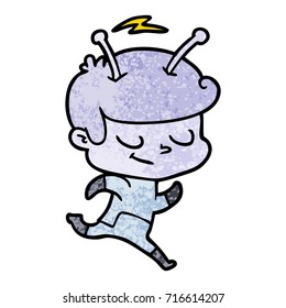 friendly cartoon spaceman running