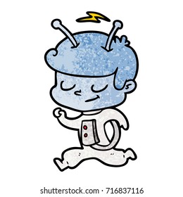 friendly cartoon spaceman running