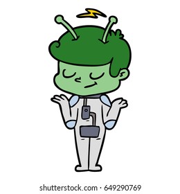 friendly cartoon spaceman shrugging