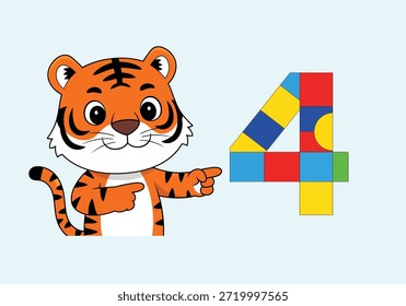 A friendly cartoon tiger with orange stripes a cheerful face and expressive eyes