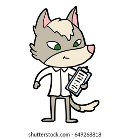 friendly cartoon wolf manager