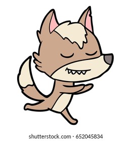 friendly cartoon wolf running