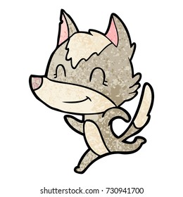 caricatura amistosa de lobo corriendo