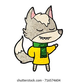 Friendly Cartoon Wolf Wearing Scarf Stock Vector (Royalty Free) 716574604