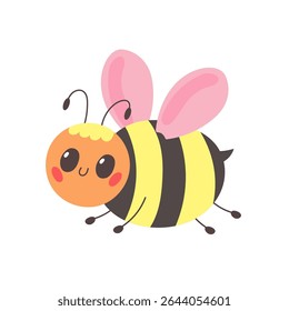 Friendly cartoon-style bee with big eyes and playful wings.
 Ideal for educational materials, stickers, and fun printables.