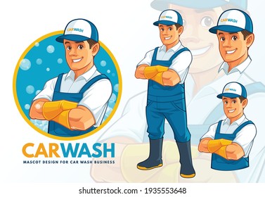 Friendly Carwash Mascot Design Set