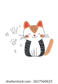 Friendly cat in doodle style