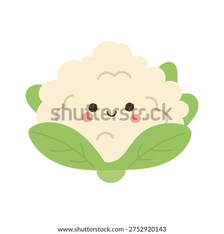 Friendly cauliflower cartoon vegetable illustration for vegan diet blogs, healthy cooking articles, organic farming graphics and children nutrition education.