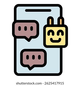 Friendly chatbot providing helpful customer service through instant messaging on a smartphone, enhancing user experience