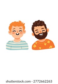 friendly cheerful two boys portrait studio white background vector art