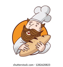 friendly chef holding a bread
