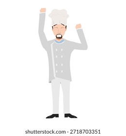 Ilustración vectorial de saludo de la mano del cocinero amistoso