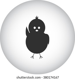 Friendly chick simple icon on  round background