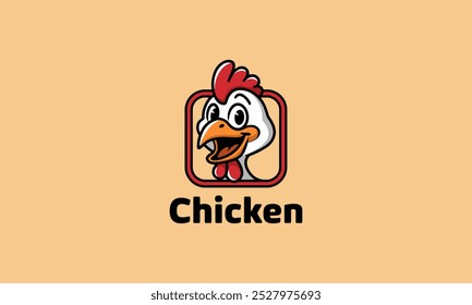 Logotipo de pollo amigable con espacio para un eslogan.