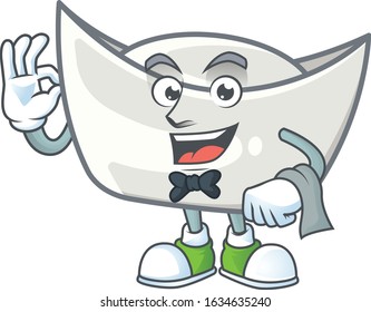 Friendly chinese silver ingot Character stand as a Waiter character