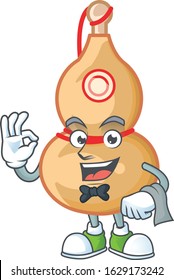 Friendly chinese wine bottle Character stand as a Waiter character