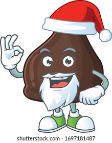 Friendly chocolate conitos Santa cartoon character design with ok finger