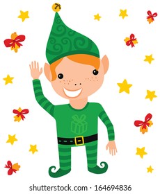 Friendly Christmas Elf Waving