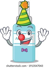 Friendly clown with antiseptic mascot design concept