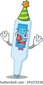 Friendly clown digital thermometer in mascot design concept