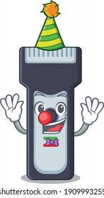 Friendly clown electric shaver mascot design concept. Vector illustration