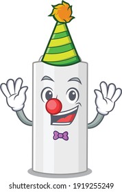 Friendly clown hair spray mascot design concept. Vector illustration