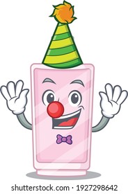 Friendly clown perfume mascot character design concept. Vector illustration